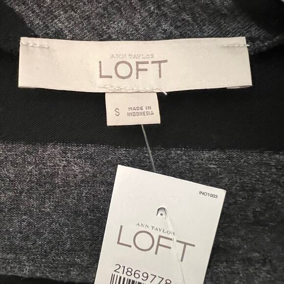 Loft Womens Cowl Neck Dress Size Small Black Gray Stripe Long Sleeve Knee Length - Picture 4 of 6